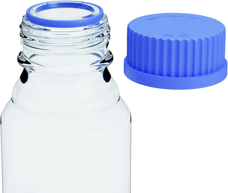 MorexLab Borosilicate Glass Bottles - 2pcs Round Media Storage Bottle - 250ml with GL45 Blue Screw Cap - Image 4